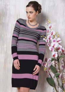 Winter knitted striped dress