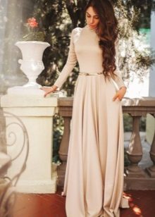 A-line Floor-Length Knit Dress