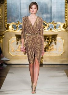 Golden Wrap Spring Dress