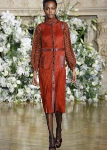 Combined orange leather dress