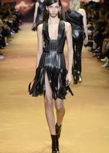 Leather dress with a neckline