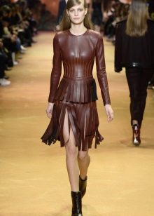Leather dress with sleeves