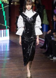 Floor-length leather dress