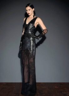 Leather dress to the floor