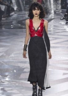 Dress with leather top