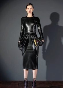 Straight leather midi dress