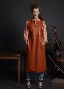 Brown leather dress for every day