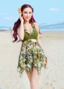 Asymmetrical bathing dress