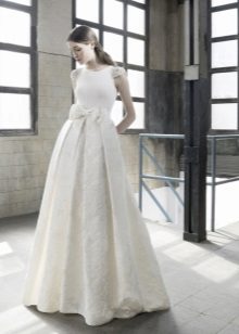 Autumn wedding dress on the floor