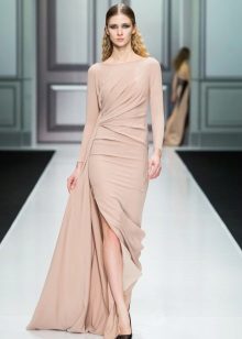 Asymmetric autumn evening dress