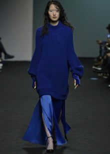 Autumn floor dress with a sweater