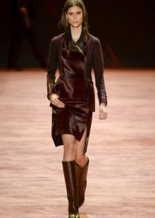 Autumn sheath dress leather