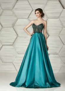 Strapless evening dress from Elionor Couture green