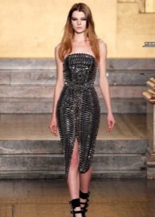 Strapless dress with razi midi