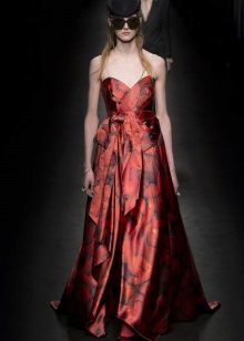 A-line Floor-Length Strapless Dress