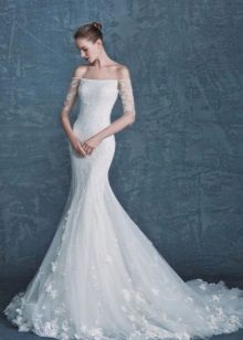 Strapless wedding mermaid dress with sleeves