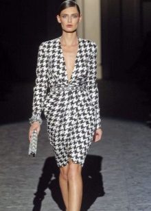 Deep neckline midi length wrap dress