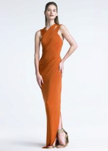 Draped floor jersey dress