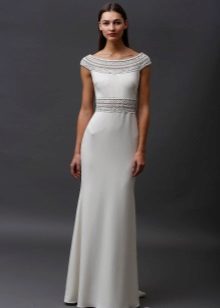 White jersey dress in floor