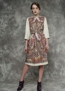 Dress from Pavloposadsky shawls with sleeves