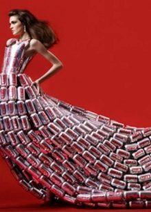 Dress made of hair cans with under beer