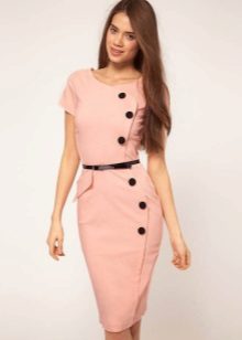 Peach dress with asymmetric corporate closure