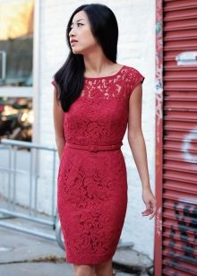 Lace burgundy corporate dress