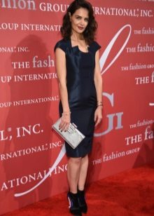 Blue satin corporate dress