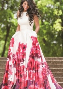 Long summer dress with a sun skirt