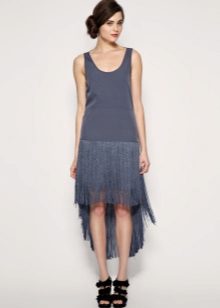 Blue Asymmetric Low Waist Charleston Dress