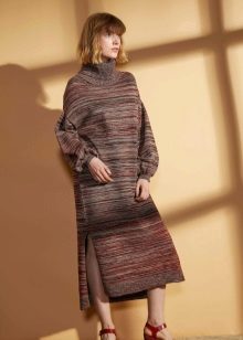 Woolen dress knitted melange