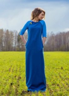 Woolen dress in a floor blue