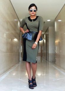 Military Peplum Sheath Dress