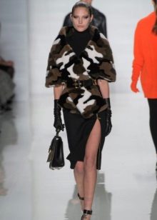 Fur coat for a dress in a military style