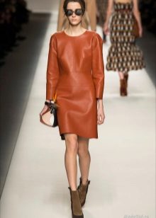 Brown eco-leather dress