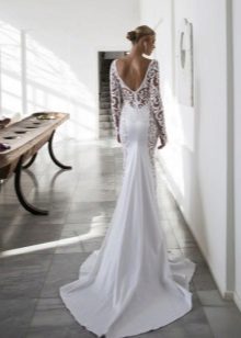 White dress with an open back and a train