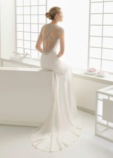 White backless dress with rhinestones