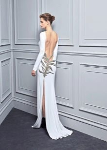 Dress with an open back and a slit white