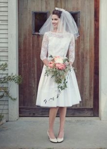 60s lace and satin wedding dress