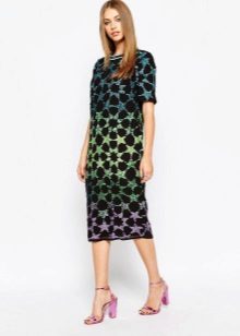 60s Mid-Length Dress with Abstract Pattern