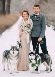 Winter dress wedding beige