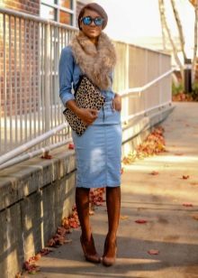 Denim pencil skirt set