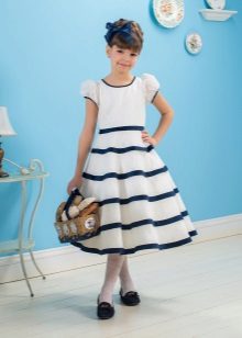 Summer dress for a girl in blue stripes