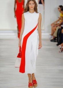 Robe à la mode blanc-rouge de la saison printemps-été 2016