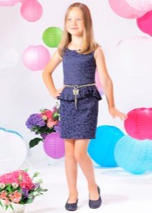 Elegant evening dress for a girl with a peplum