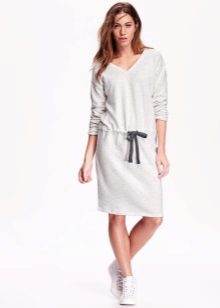 white sweatshirt dress
