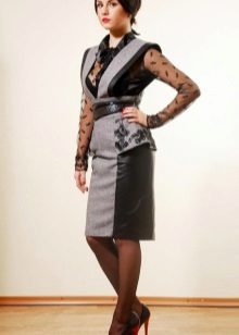 tweed dress with leather