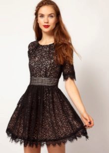 Black guipure dress for teenagers