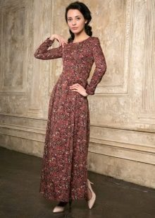 fine print long poplin dress