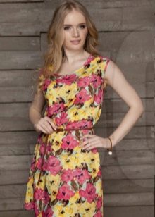 yellow and red poplin dress